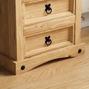 Vida Designs Corona 5 Drawer Narrow Chest Mexican Solid Waxed Pine (H)950mm (W)480mm (D)350mm