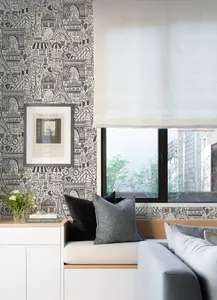 NuWallpaper NUS4859 Oui Paris Peel & Stick Wallpaper, Charcoal