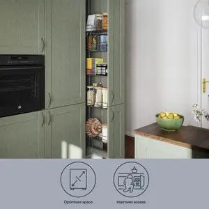 GoodHome Pebre Grey Larder 30cm Pull-out storage