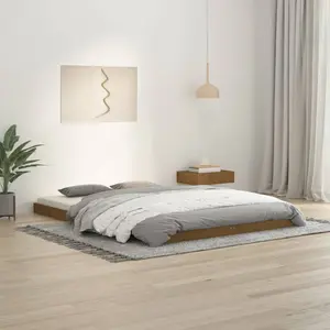 Bed Frame Solid Wood Gray / European Double (140 x 200cm)