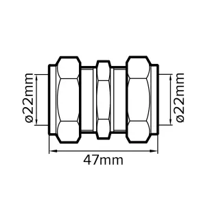 Flomasta Compression fitting Yellow Straight Equal Coupler (Dia)22mm, Pack of 10