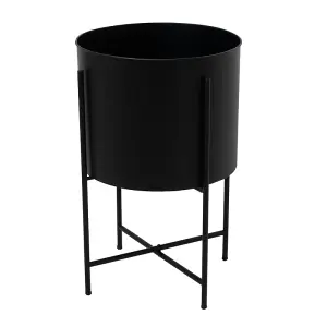 Large Planter on Frame - Metal - L40 x W40 x H60 cm - Matt Black