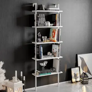 Iker 174cm H x 60cm W Stainless Steel Ladder Bookcase White