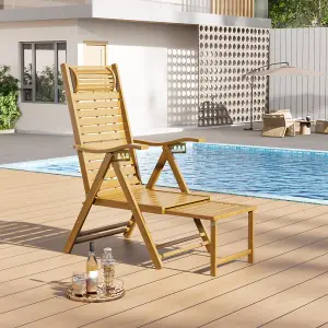 Foldable Adjustable Bamboo Indoor and Outdoor Wooden Rocking Chair Sun Lounge Recliner Chair