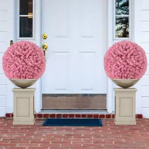 COSTWAY 2 PCS Artificial Plant Topiary Balls 44CM Faux Pink Eucalyptus Decorative Balls