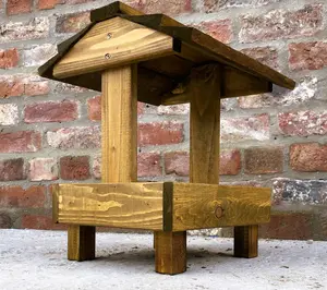 Wooden Ground Wild Bird Table Seed Feeder Fully Assembled