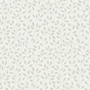 Galerie Apelviken Cream Silver Grey Leaf Trail Smooth Wallpaper