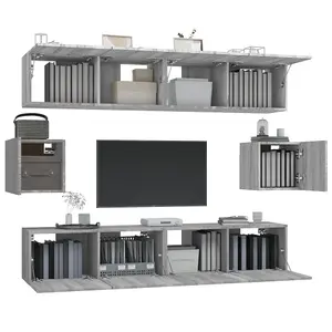 Berkfield 6 Piece TV Cabinet Set Grey Sonoma Engineered Wood