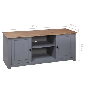 vidaXL TV Cabinet Grey 120x40x50 cm Solid Pine Wood Panama Range