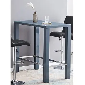 Jam Rectanuglar Glass Grey Bar Table With 4 Ripple Black Stools