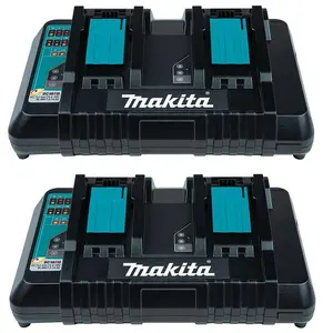 2x Makita DC18RD LXT Lithium Ion 240v 18v Dual Port Fast Battery Charger