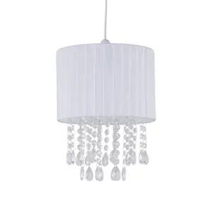 First Choice Lighting Voile 25cm Jewelled White Ribbon Pendant Shade