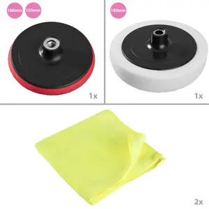 Buffer Pads - 3 pads, 5 sponges, 2 microfibre cloths, 3 polishing machine heads - colourful