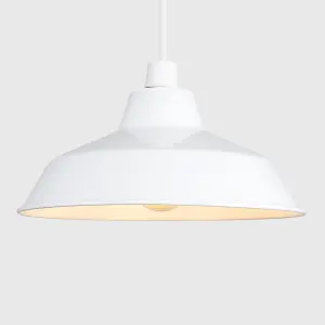 ValueLights Colby Retro Style Gloss White Metal Reflector Ceiling Pendant Light Shade