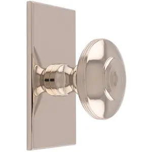 42mm Round Cabinet Door Knob & 76x40mm Matching Backplate Polished Nickel Handle