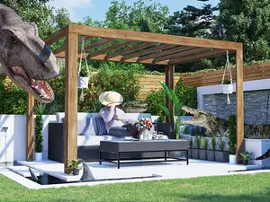 Dunster House Wooden Pergola Kit 3.5m x 2.5m Garden Plant Frame Patio Pressure Treated Terracube