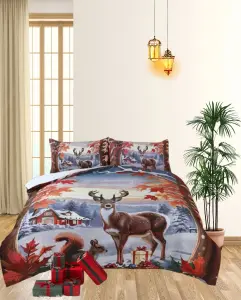 Christmas Reindeer Xmas DUVET SET 3D Print Polycotton Bedding Set