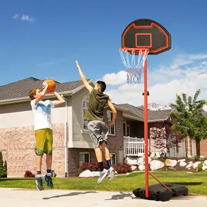 HOMCOM 200-250cm Adjustable Basketball Hoop Backboard w/ Wheels For Kids