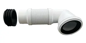 90 Degree White Flexible Pipe Waste Pipe Connector 4" (400mm-730mm), Durable Adjustable Flexible Pipe Pan Connector. FREE DELIVERY