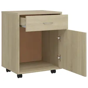 Berkfield Rolling Cabinet Sonoma Oak 45x38x54 cm Engineered Wood