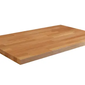 Solid Beech Worktop 1m x 620mm x 27mm - Premium Solid Wood Kitchen Countertop - Real Beech Timber Stave Worktops.