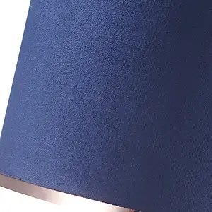 Contemporary Midnight Navy Blue Soft Velvet 10 Lamp Shade with Copper Ring