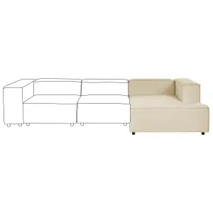 Left Hand Linen Chaise Lounge Beige APRICA