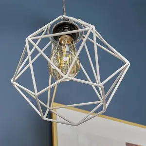 ValueLights Diablo Modern Geometric Grey Metal Cage Ceiling Pendant Light Shade