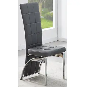 Ravenna Grey Faux Leather Dining Chairs In Pair