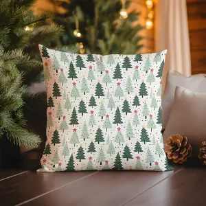 Printed Faux Suede Cushion Christmas Trees 30cm x 30cm