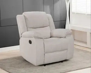 Recliner Manual Chair in Cream Linen Fabric