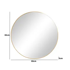 Melody Maison Large Round Gold Wall Mirror - 80cm x 80cm