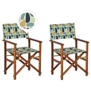 Set of 2 Garden Chairs CINE Acacia Wood Multicolour