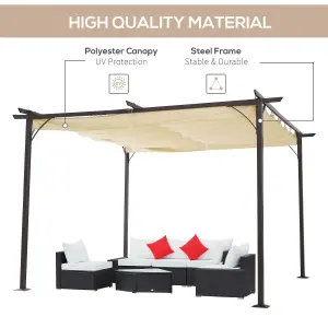 Outsunny 3.5x3.5m Pergola Metal Gazebo Backyard Porch Awning Retractable Canopy