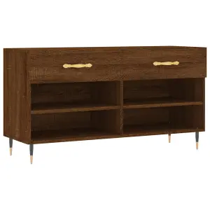 Berkfield Shoe Bench Brown Oak 102x35x55 cm Engineered Wood