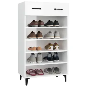 Berkfield Shoe Cabinet High Gloss White 60x35x105 cm Engineered Wood