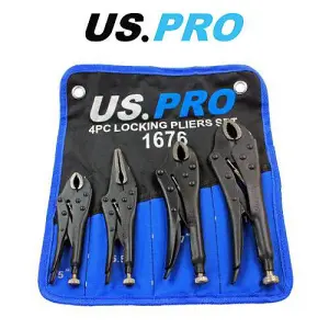 US PRO 4pc Locking Pliers Set 5" 6.5" 7" 10" Mole Vice Clamp 1676