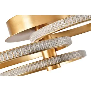 Modern Designer Brushed Gold LED Ceiling Light with Crystal Effect Acrylic