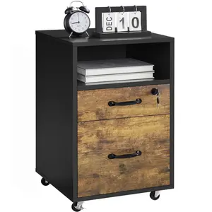 40cm Wide 2 -Drawer Mobile File Cabinet Black/Rustic Brown