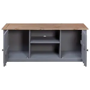 vidaXL TV Cabinet Grey 120x40x50 cm Solid Pine Wood Panama Range