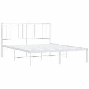 Berkfield Metal Bed Frame with Headboard White 120x200 cm