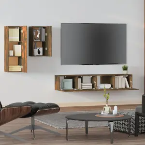 Berkfield 4 Piece TV Cabinet Set Smoked Oak Engineered Wood