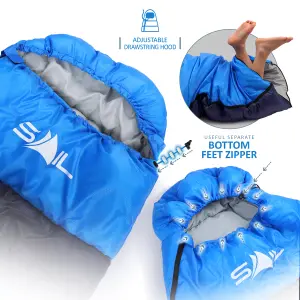 SAIL XL Sleeping Bag Extra Wide for Big & Tall Person 3-4 Season - Blue