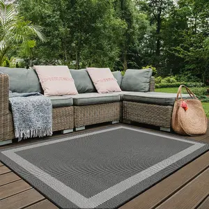 Duo Weave Collection Outdoor Rugs in Bordered Design