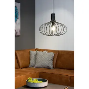 Lucide Manuela Vintage Pendant Light 50cm - 1xE27 - Black