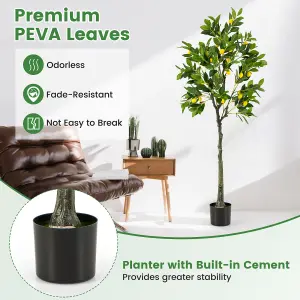 COSTWAY 160cm Artificial Lemon Tree Tall Fake Lemon Plant with Lemon Fruits