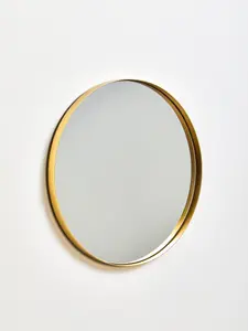 Interiors by Premier Easy To Install Medium Gold Finish Wall Mirror, Timeless Circular Shaped Mirror, Versatile Antique Mirror