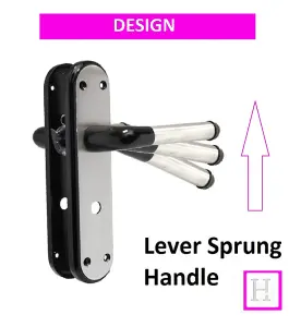 Marina Door Handle Two Tone Bathroom Lock Lever - Black Nickel and Satin by Betley Butterfly