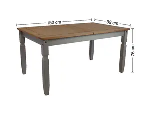 Mercers Furniture Corona Grey Wax 5'0" Dining Table Solid Pine with Mexican Styling