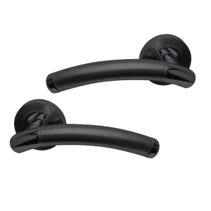 UAP Bathroom Door Handle - Pair - Lever on Rose - Lincoln - Bathroom Pack - Complete Set - Black